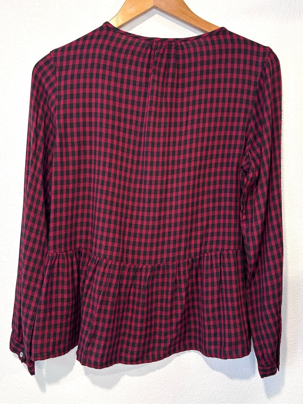 Rails Celeste Garnet Ash Check Plaid Flannel Peplum Top Casual Cozy Size S - Picture 8 of 11
